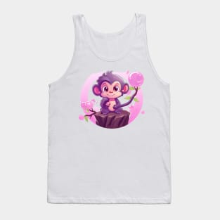 Purple Monkey in a Bubblegum Tree Tank Top